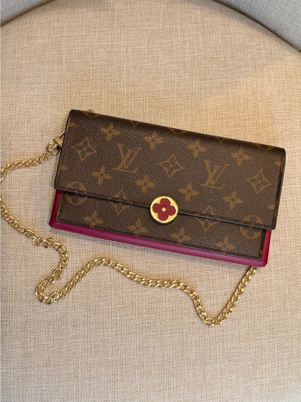 LOUIS VUITTON FLORE WALLET Fuschia Raspberry Monogram Canvas Long Wallet